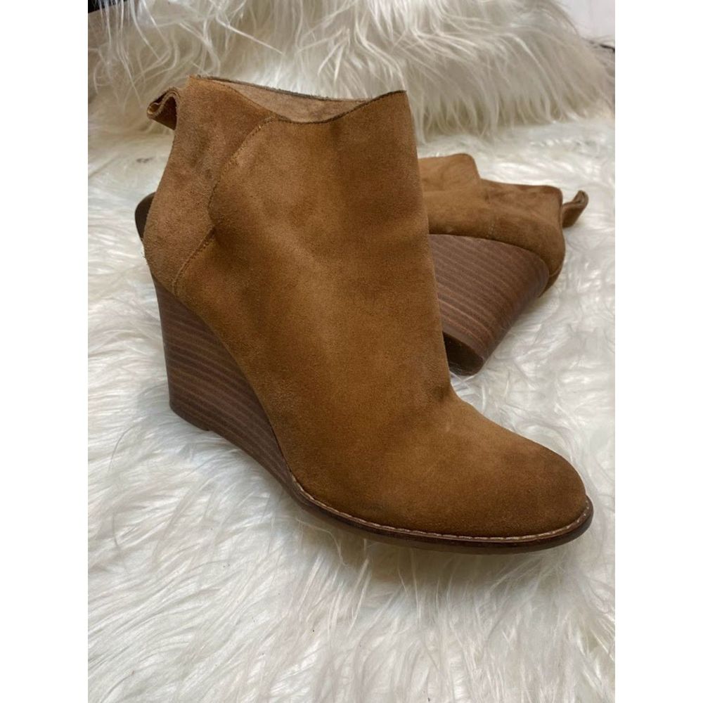 Lucky Brand Boots Women's 8 Brown Suede Bootie Wedges